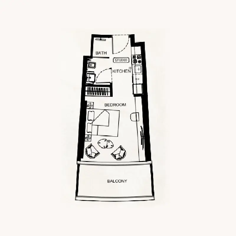 Studio apartments - Binghatti Flare floor plan