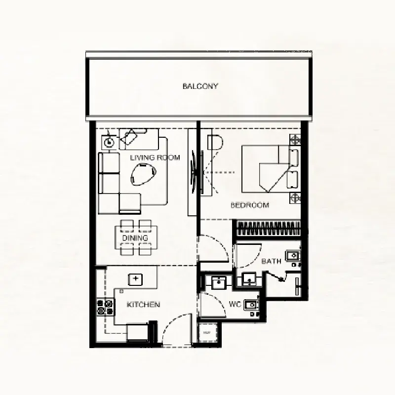 1 Bedroom apartments - Binghatti Flare floor plan
