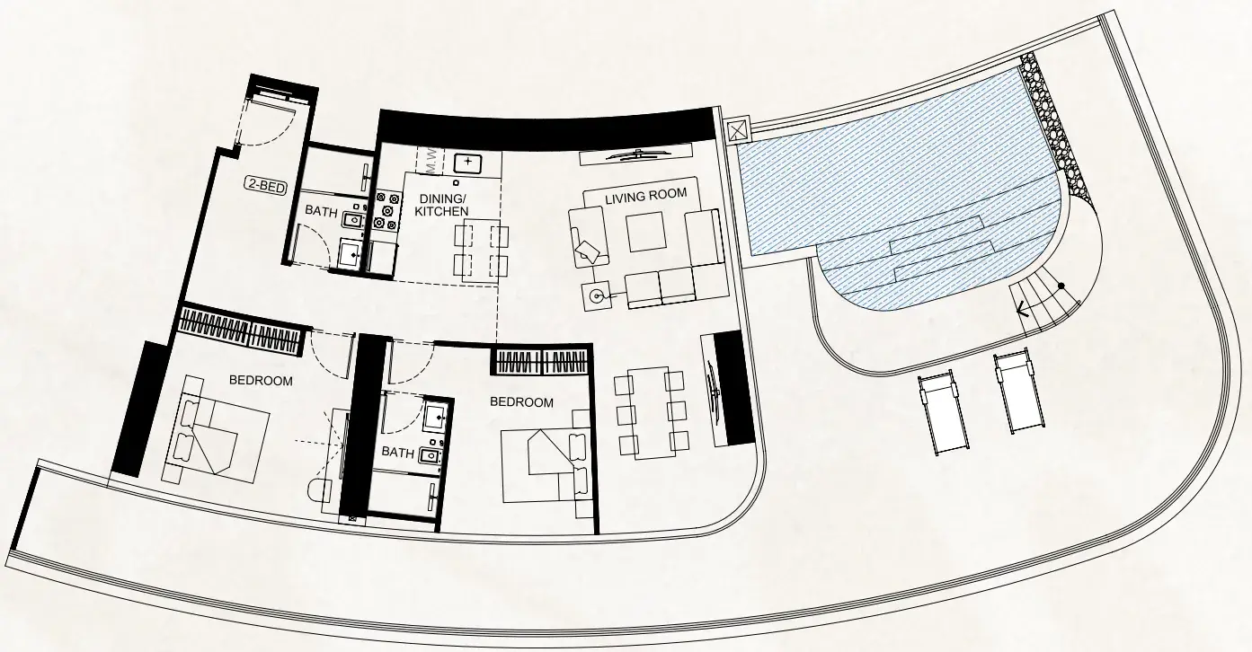 2 Bedrooms apartments - Binghatti Flare floor plan