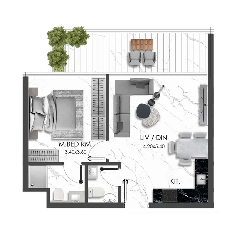 1 Bedroom apartments - Rise by Blanco Thornton floor plan