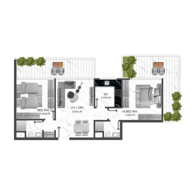 2 bedroom floor plan