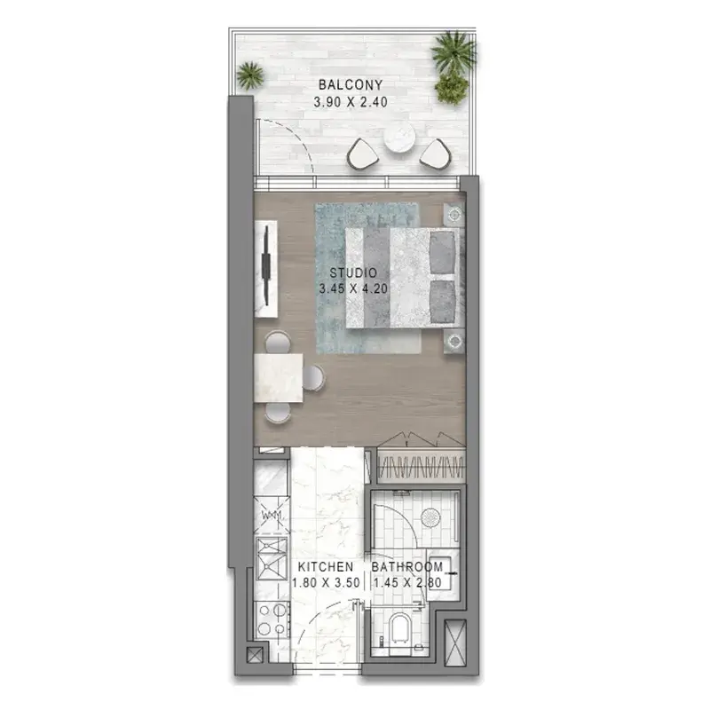Studio apartments - Damac District floor plan