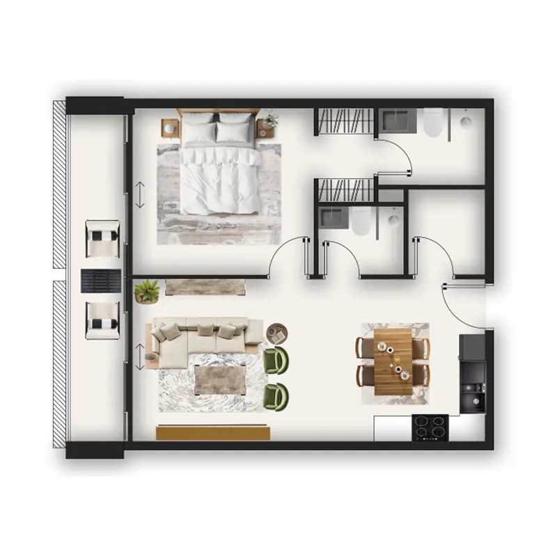 1 bedroom Apartments -  MAAK Residence floor plan