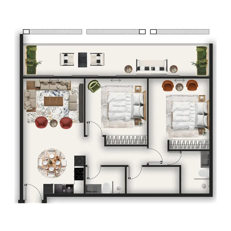 2 bedroom Apartments -  MAAK Residence floor plan