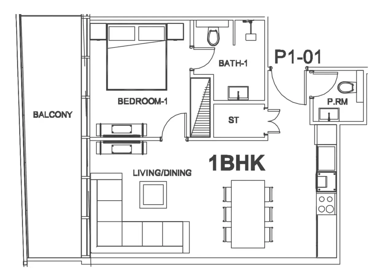 1 Bedroom apartments - Villa Del Arte floor plan