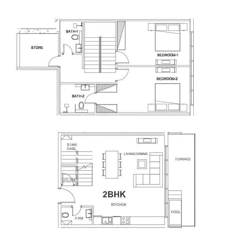 2 Bedrooms duplex - Villa Del Arte floor plan