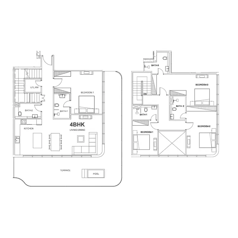 4 Bedrooms duplex - Villa Del Arte floor plan