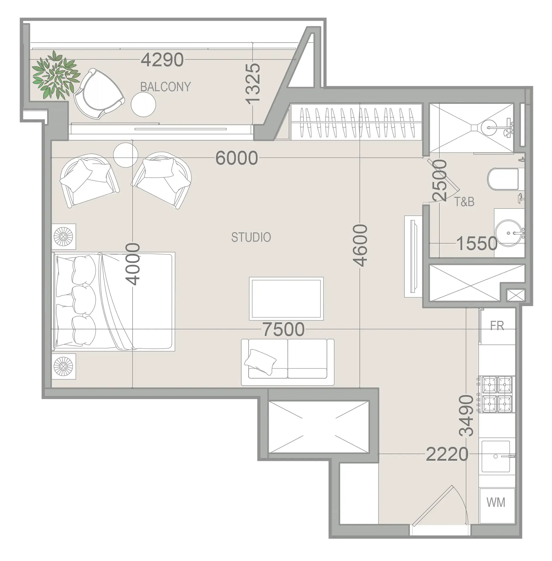 Studio apartments - EVERGR1N House 4 floor plan