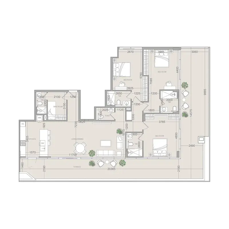 3 Bedrooms apartments - EVERGR1N House 4 floor plan