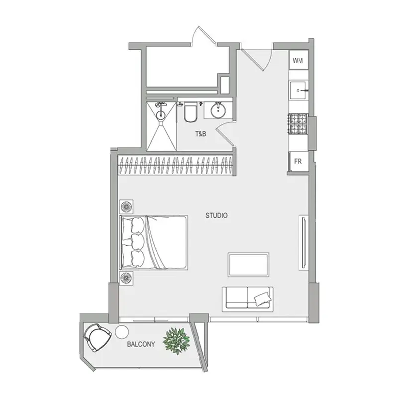 Studio Apartments -  EVERGR1N House 4 floor plan