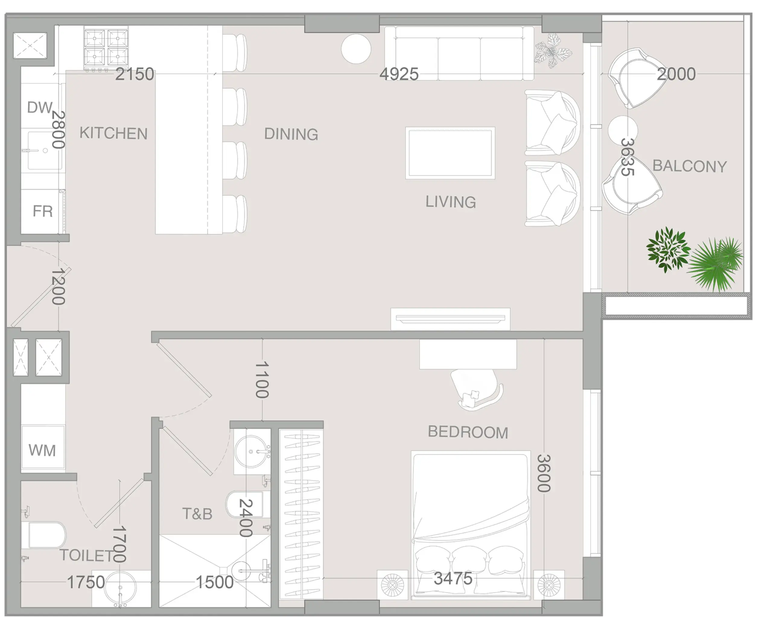 1 Bedroom apartments - IR1DIAN Park 2 floor plan