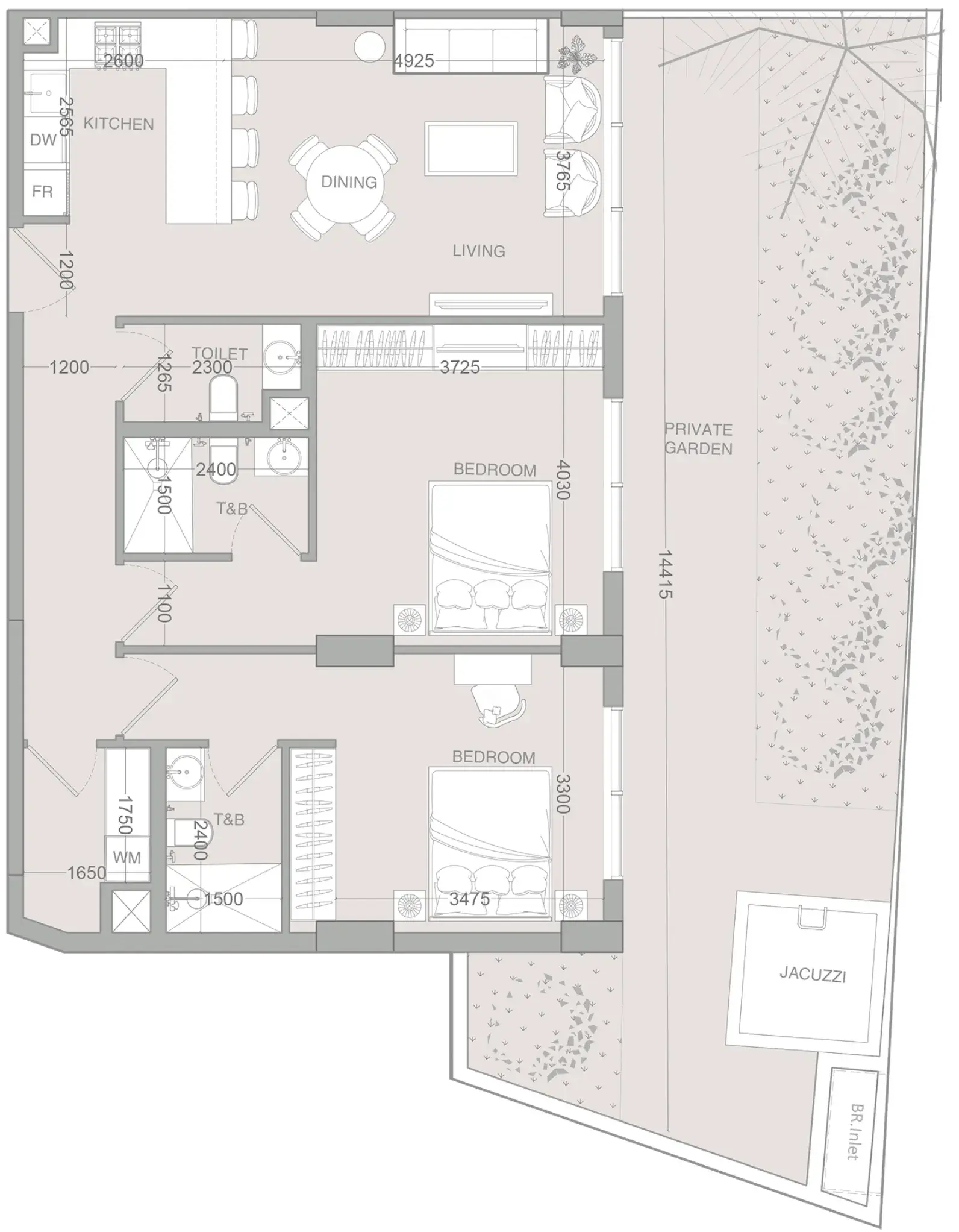2 Bedrooms apartments - IR1DIAN Park 2 floor plan