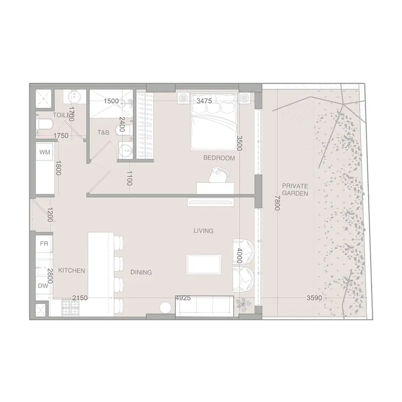 1 bedroom Apartments -  IR1DIAN Park 2 floor plan