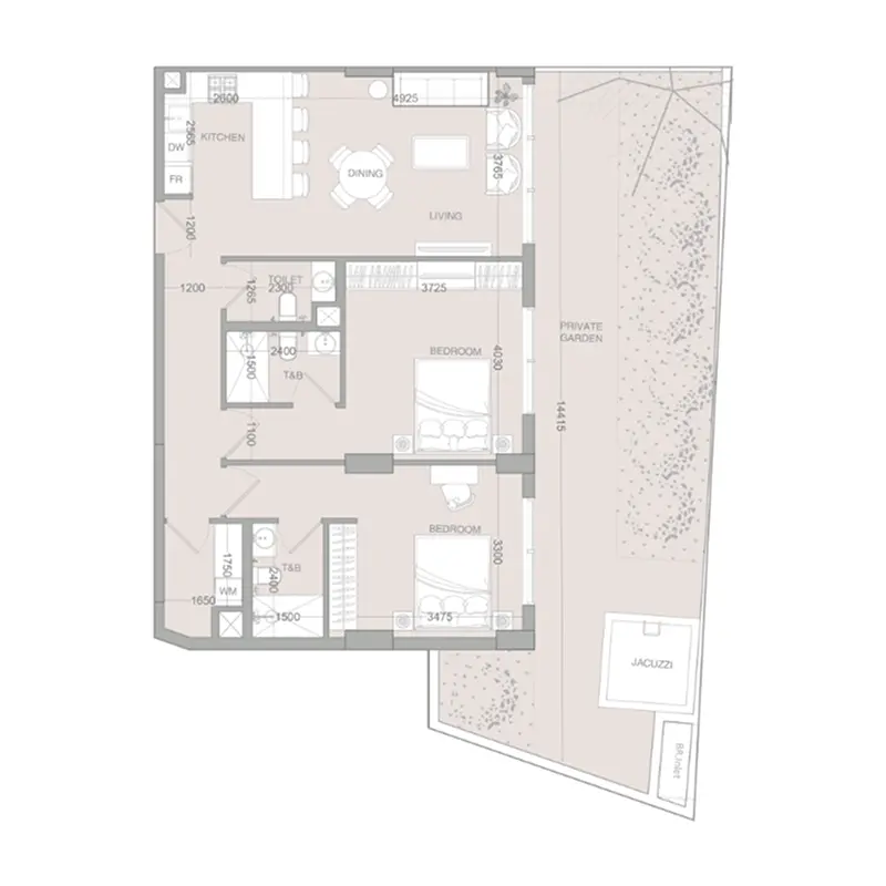2 bedroom Apartments -  IR1DIAN Park 2 floor plan