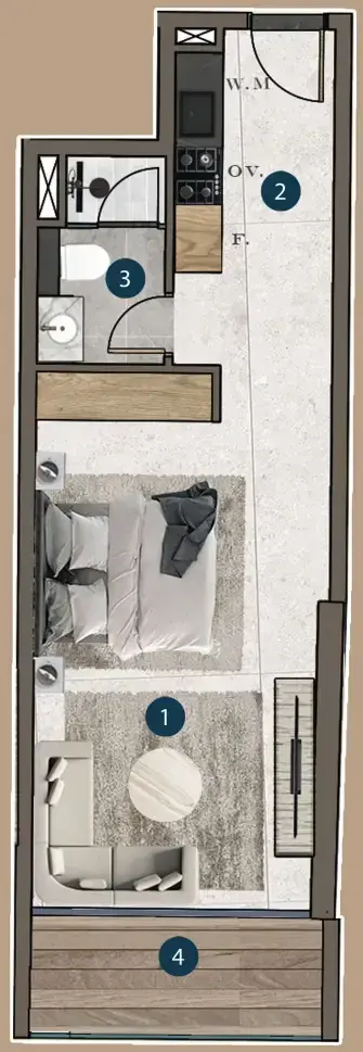 Studio apartments - Mi Casa floor plan