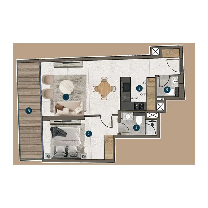 1 Bedroom apartments - Mi Casa floor plan