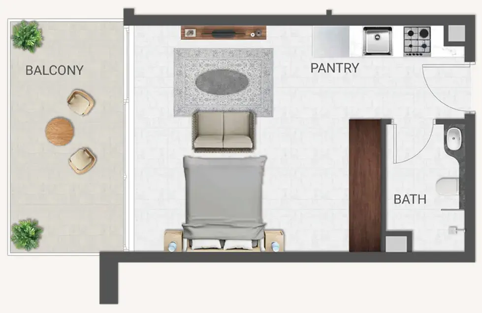 Studio apartments - Crown Palace floor plan