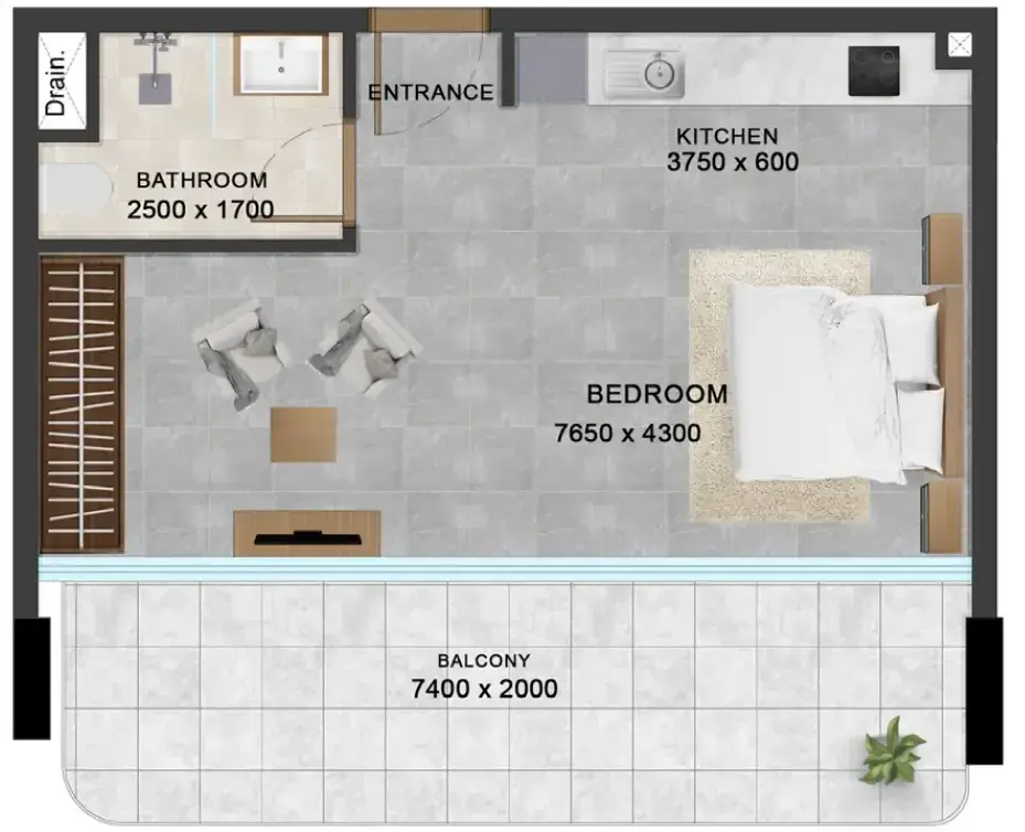 Studio apartments - Vivanti Residences by Meteora floor plan