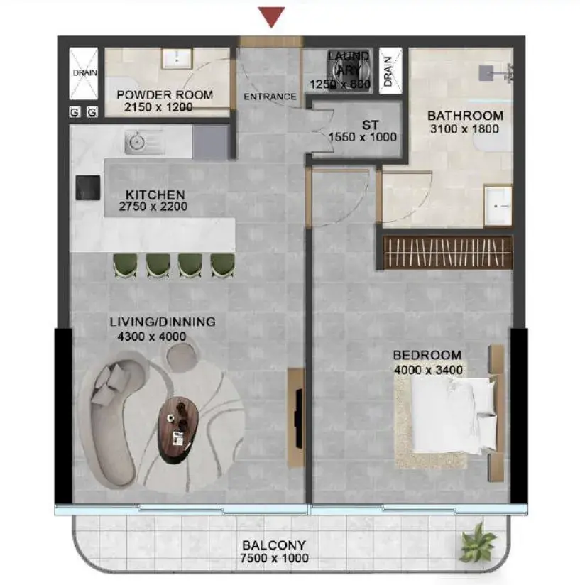 1 Bedroom apartments - Vivanti Residences by Meteora floor plan