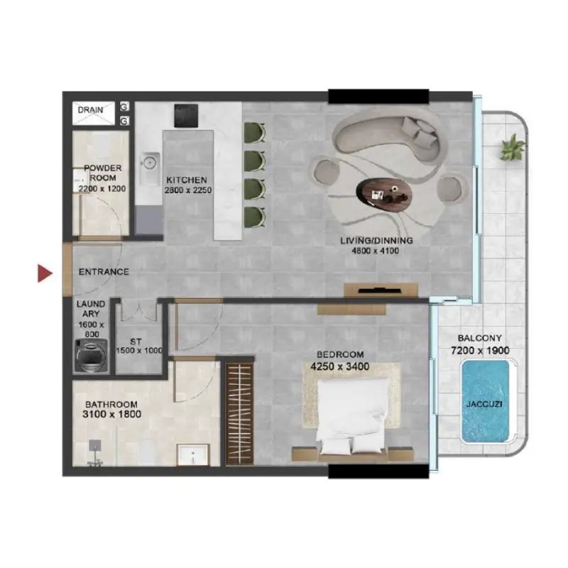 1 bedroom Apartments -  Vivanti Residences by Meteora floor plan