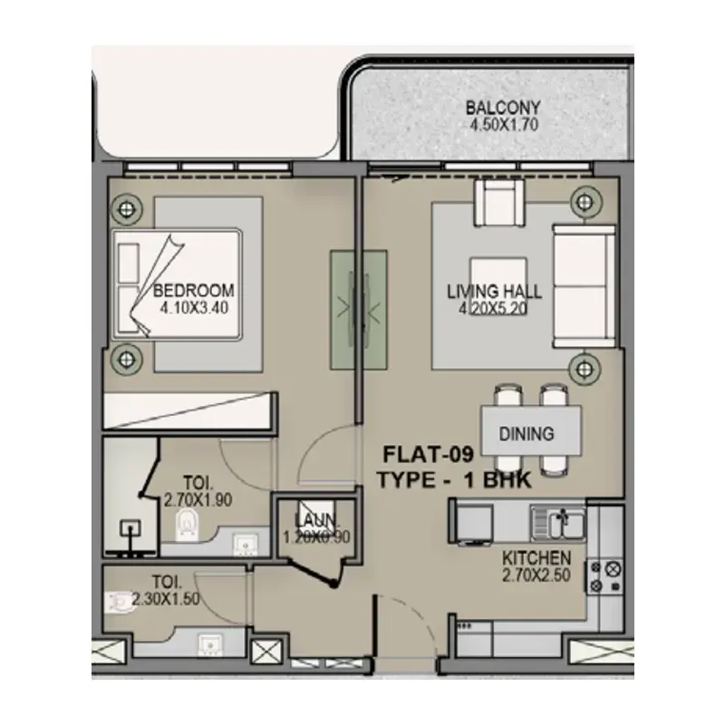 1 Bedroom apartments - Helvetia Residences floor plan