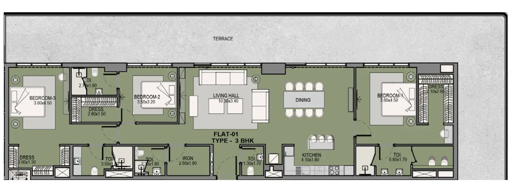 3 Bedrooms apartments - Helvetia Residences floor plan