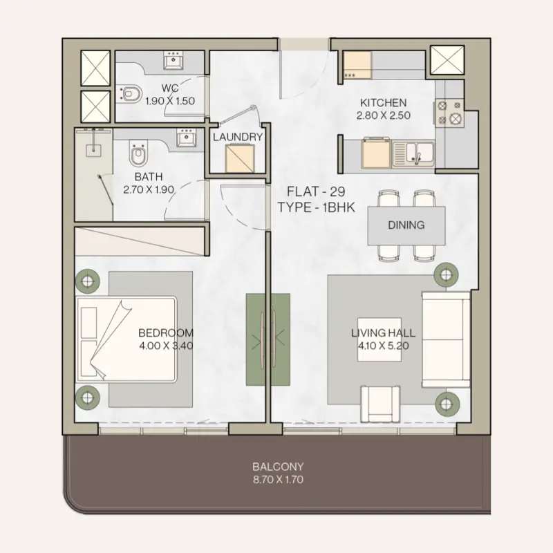 1 bedroom floor plan