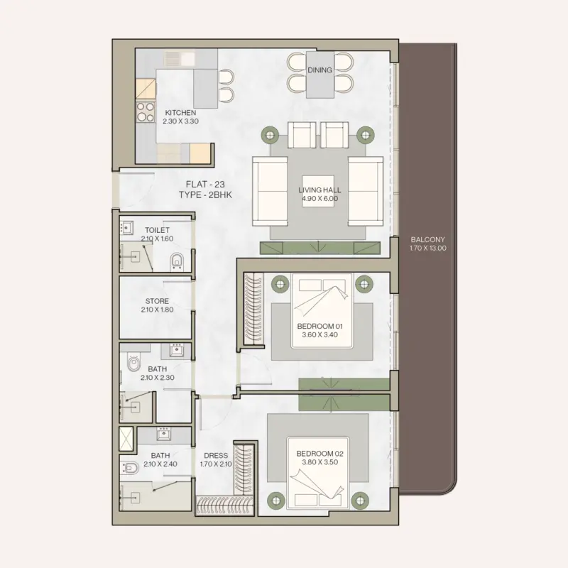 2 bedroom floor plan