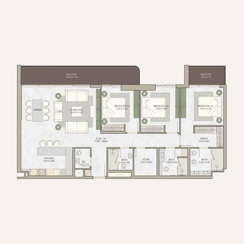 3 bedroom floor plan