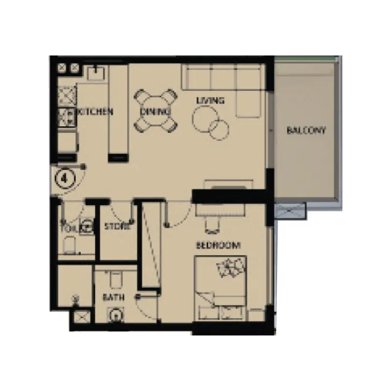 1 bedroom floor plan