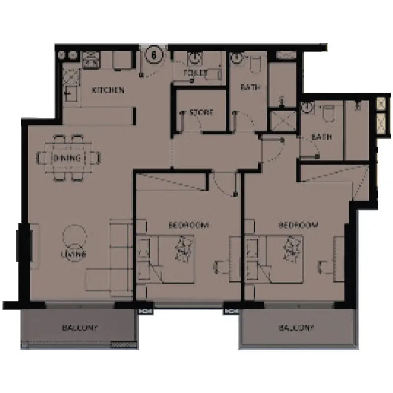 2 bedroom floor plan
