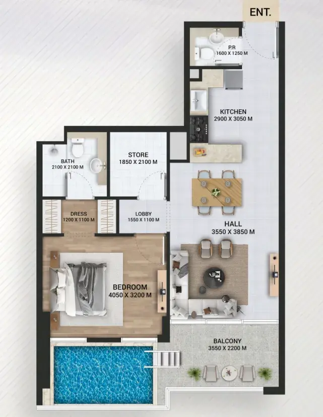 1 Bedroom apartments - Empire Lake Views floor plan