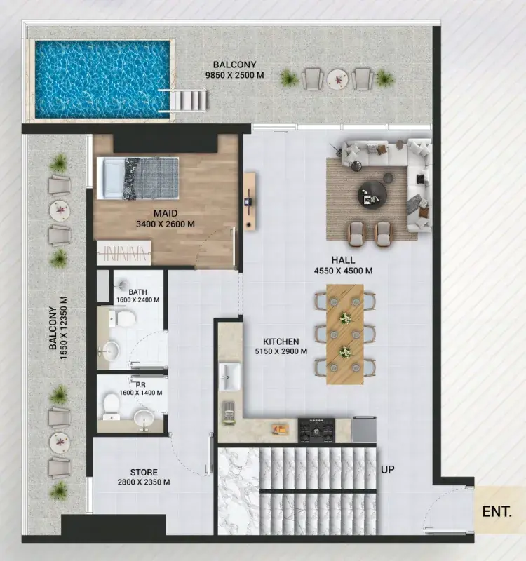 3 Bedrooms apartments - Empire Lake Views floor plan