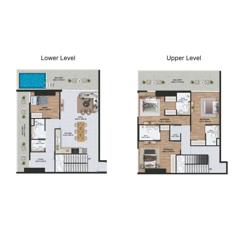 3 bedroom + pool floor plan