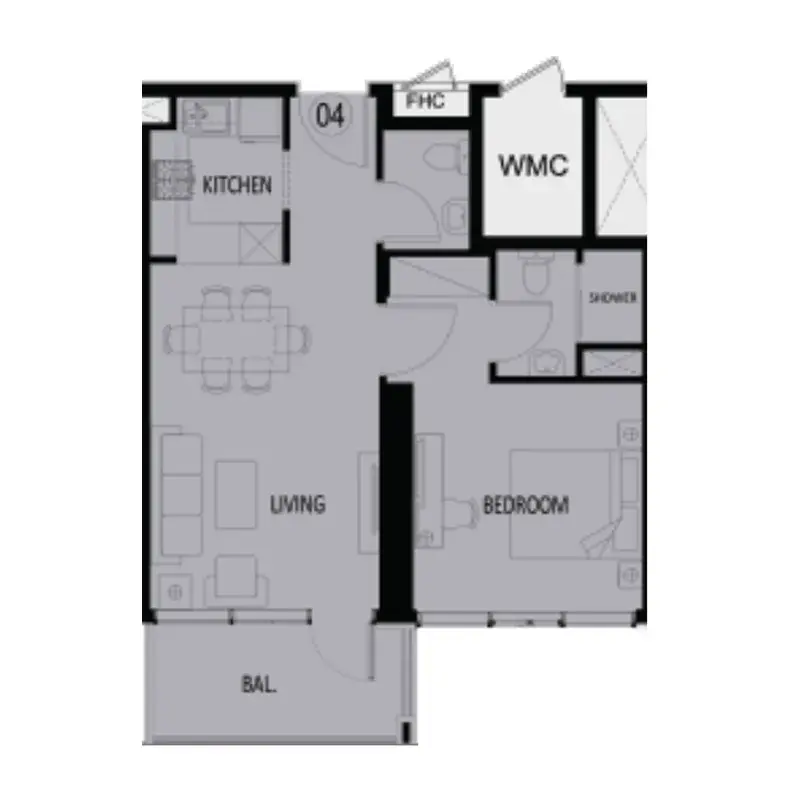 1 Bedroom apartments - Elbrus floor plan