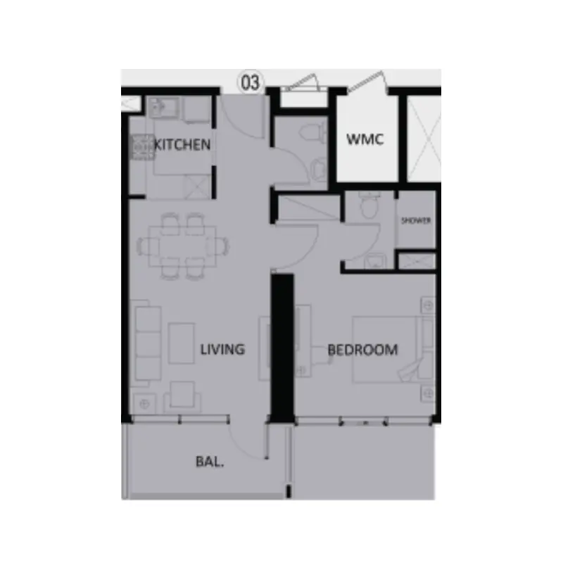 1 bedroom floor plan