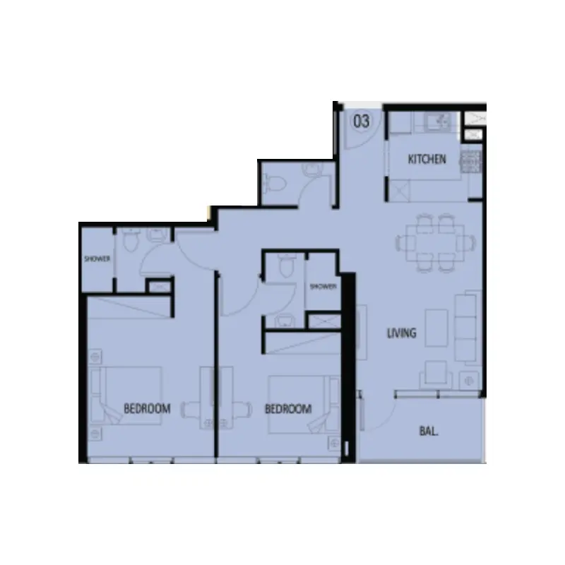 2 bedroom floor plan