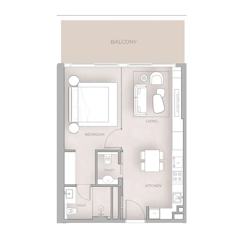 1 bedroom Apartments -  Beverly Grande floor plan