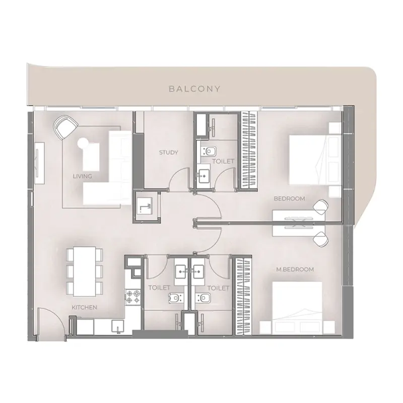 2 bedroom Apartments -  Beverly Grande floor plan