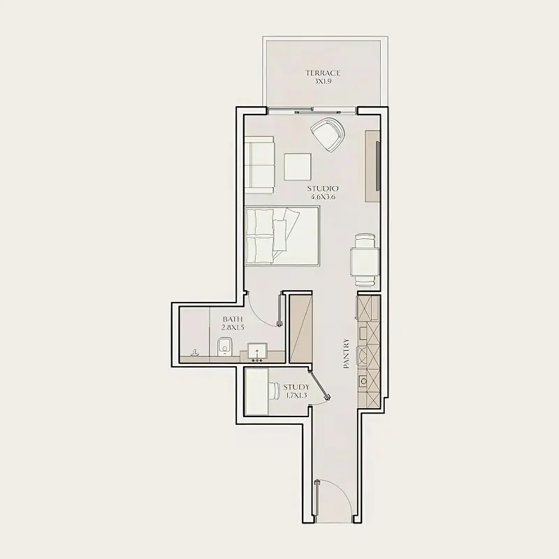 Studio Apartments -  Tavora Residences floor plan