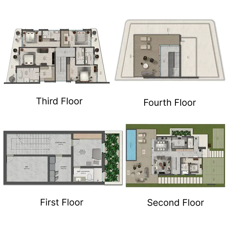 5 Bedrooms villa - Mira Villas by Bentley Home floor plan