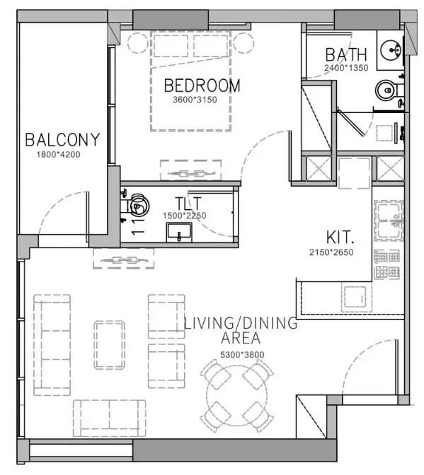 1 Bedroom apartments - Stamn Yuni floor plan