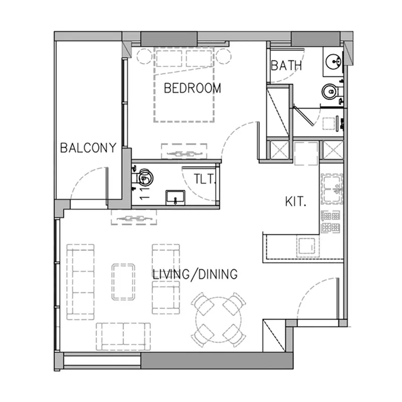 1 bedroom floor plan