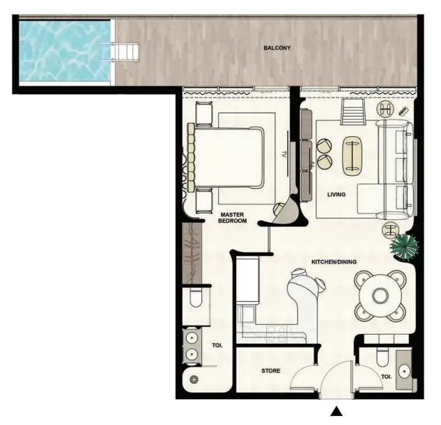 1 Bedroom apartments - Natuzzi Harmoni floor plan