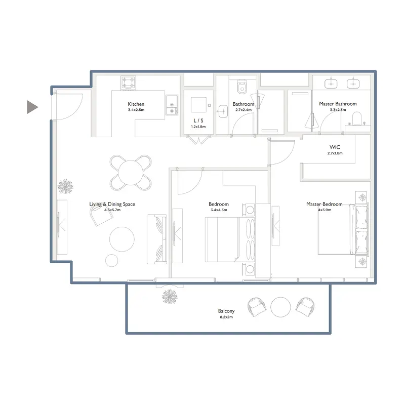 2 bedroom Apartments -  Serenia District West Residence floor plan
