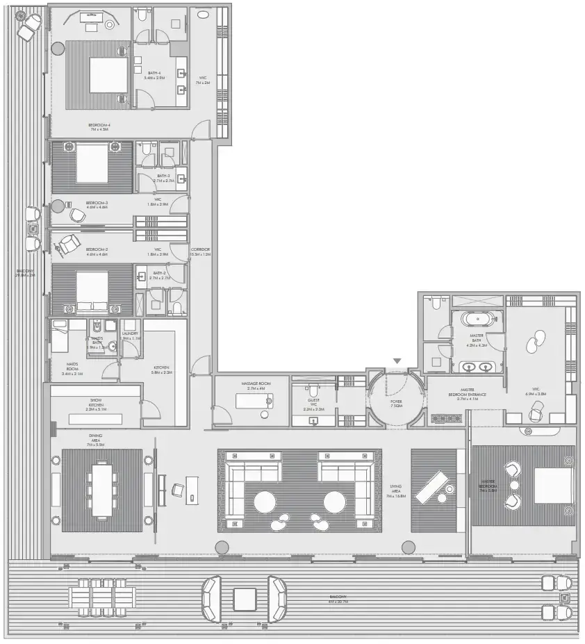 4 Bedrooms apartments - Armani Beach Residence floor plan