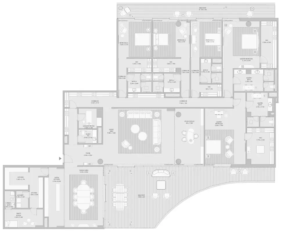 5 Bedrooms apartments - Armani Beach Residence floor plan