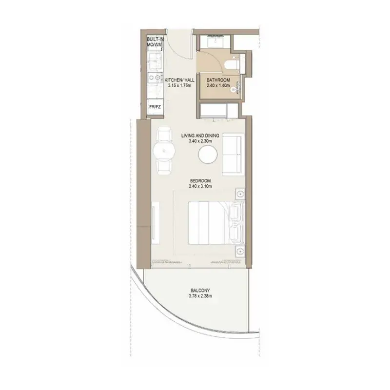 Studio apartments - Laguna Residence floor plan