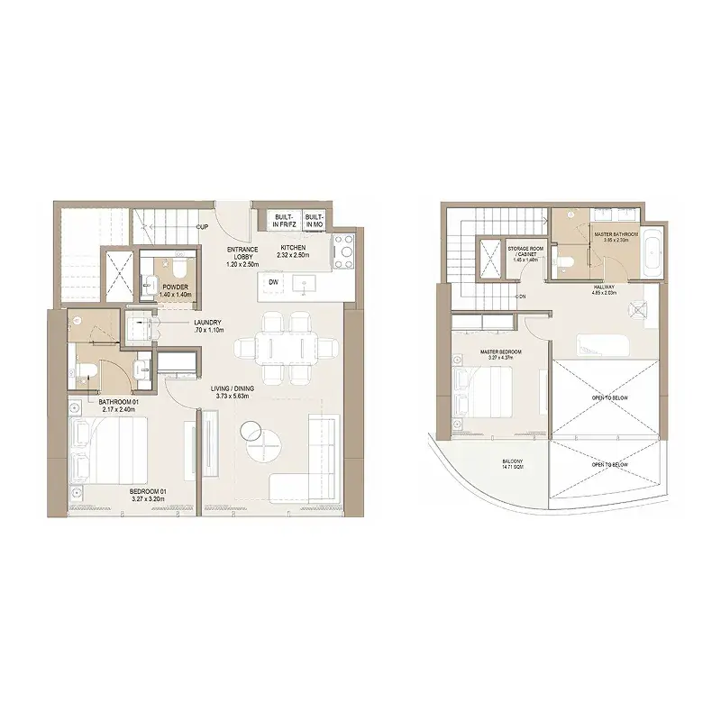2 Bedrooms duplex - Laguna Residence floor plan