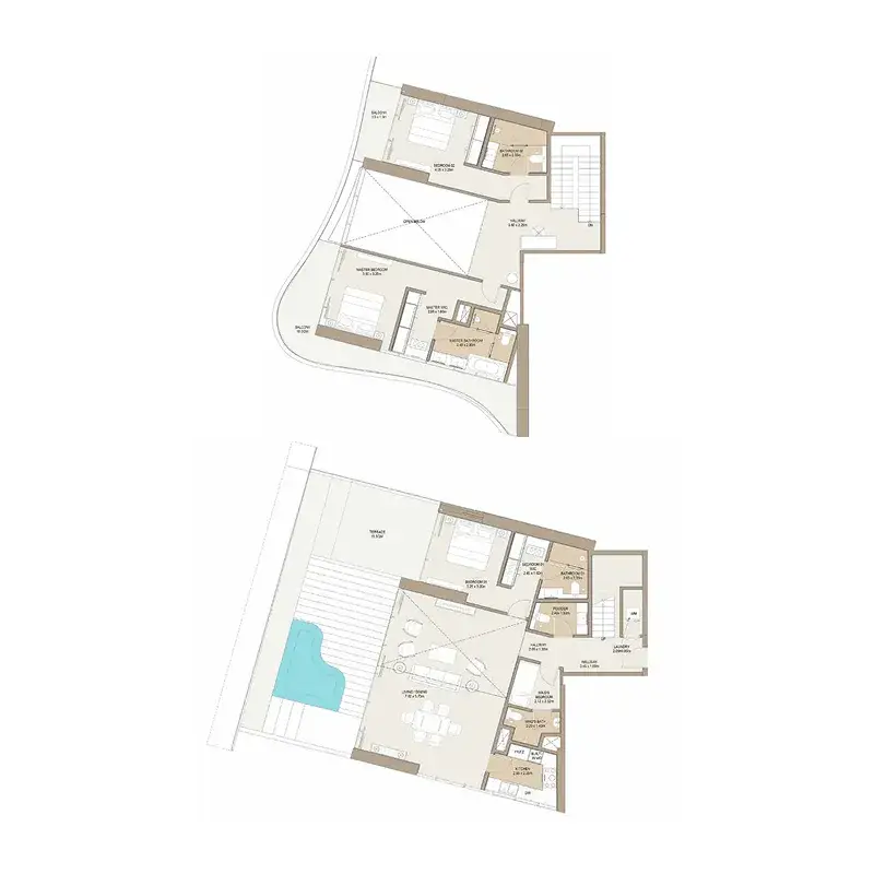 3 Bedrooms duplex - Laguna Residence floor plan